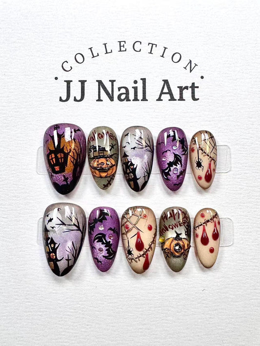Happy Halloween Press On Nails: Reusable Set