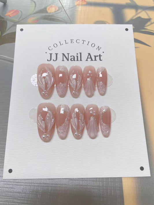 Mermaid Tale Pearlescent Handmade Press On Nails: Custom Shape Reusable Set