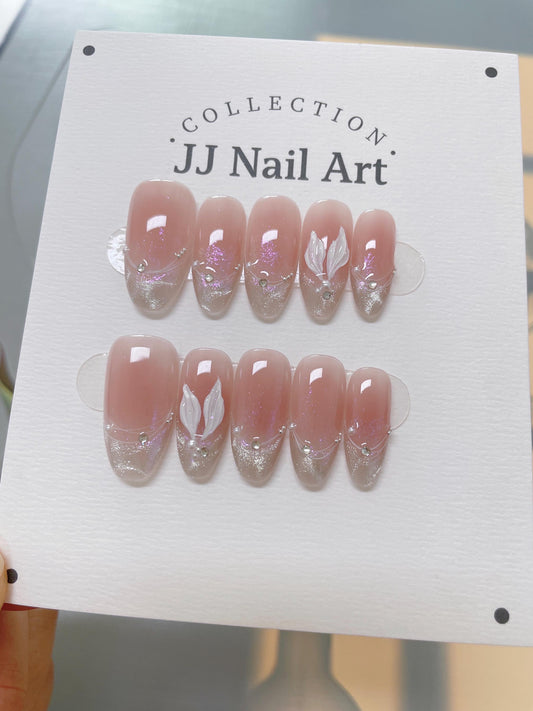 Mermaid Tails Handmade Press On Nails: Reusable Custom Shape Set