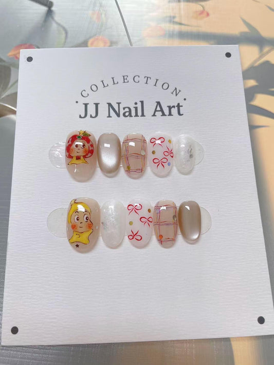 Stars Person Cat Eye Press On Nails: Custom Shape Reusable Set