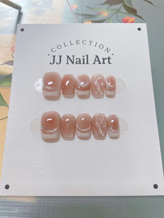 Handmade French Tips Pattern Press On Nails: Reusable Set