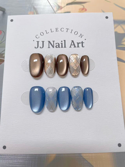 Handmade Plague Cat Eye Press On Nails: Reusable Nail Set