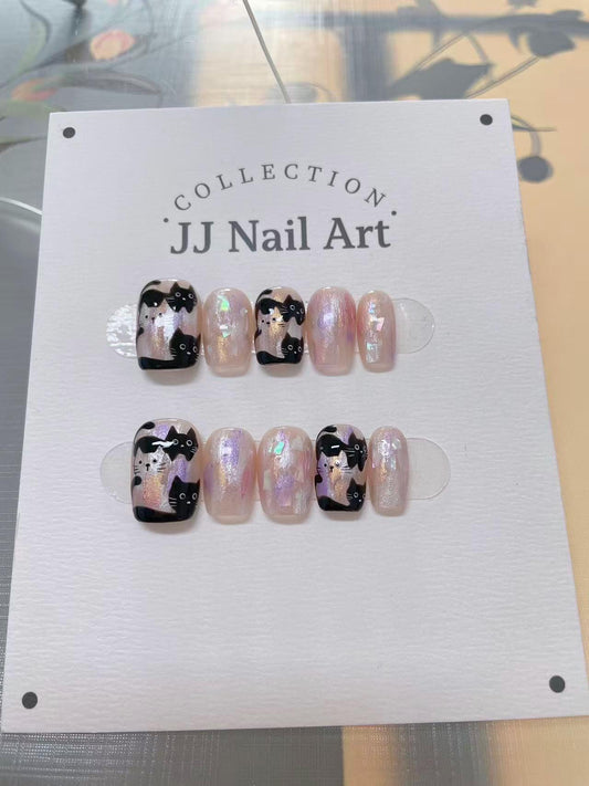 Handmade Cats Press On Nails: Reusable Set