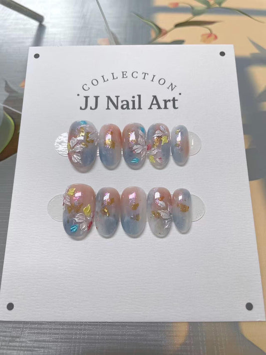 Handmade Petals Smudge Press On Nails: Reusable Set