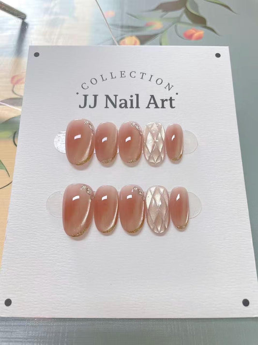Handmade Nude Patterns Press On Nails: Reusable Set