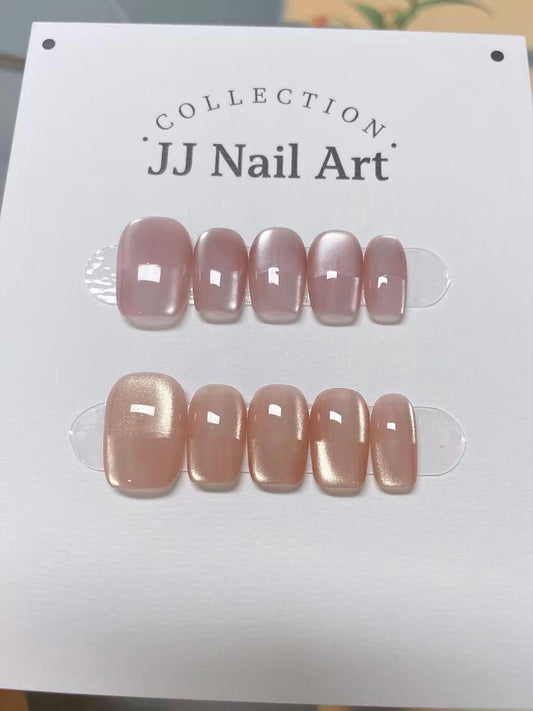 Custom Shape Cat Eye Press On Nails: Hand Painted Reusable Fake Nails