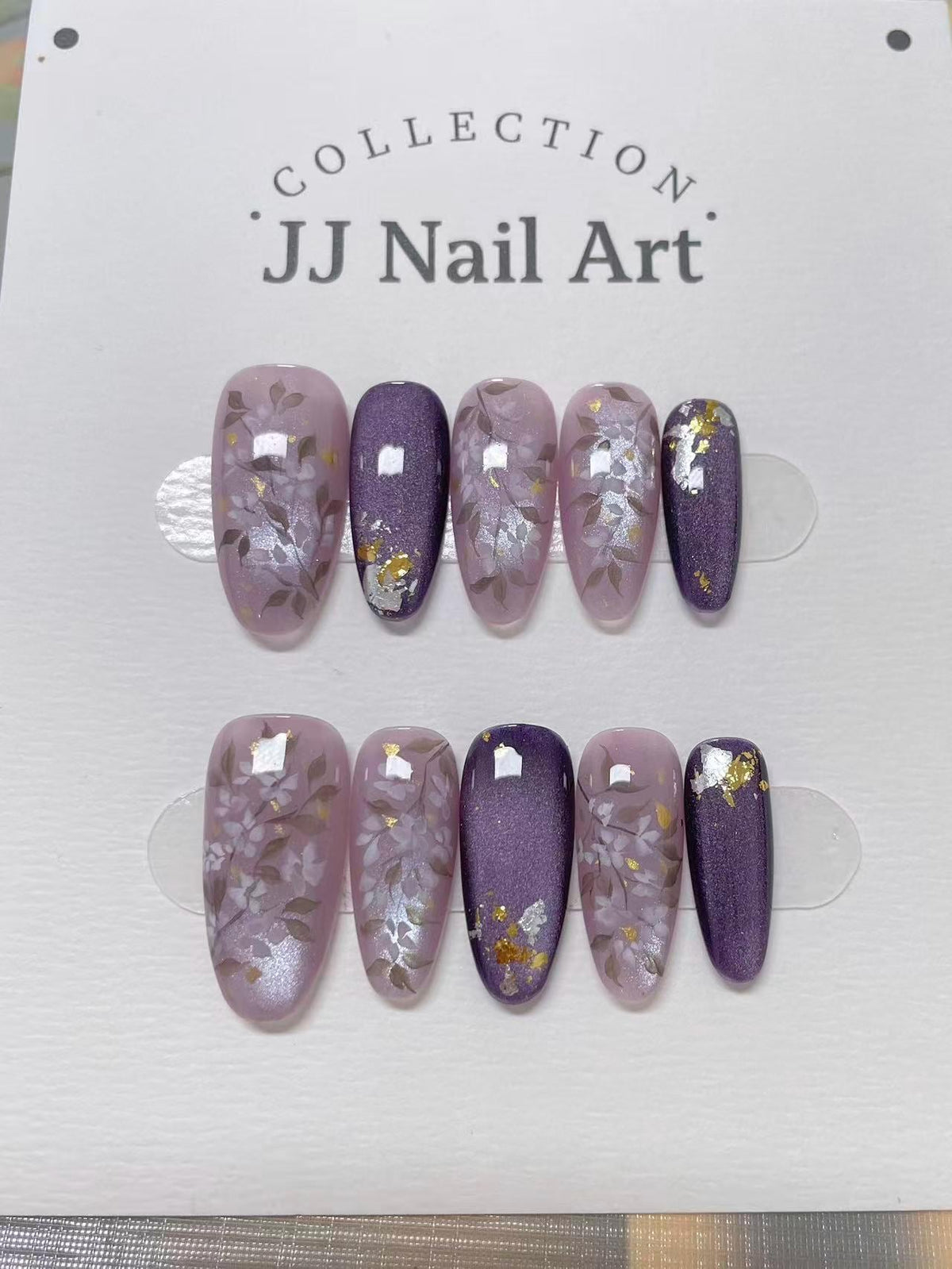 Custom Shape Press On Nails: Fall Night Hand Painted, Reusable Fake Nails