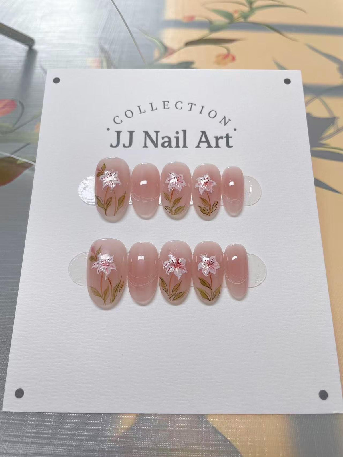Handmade Pink Orchards Press On Nails: Reusable Set