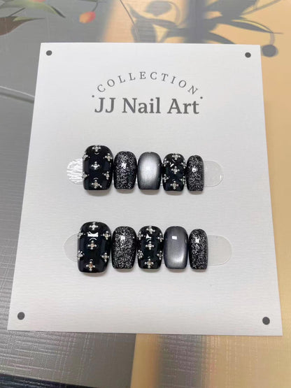 Starry Night Press On Nails: Hand Painted Reusable Fake Nails