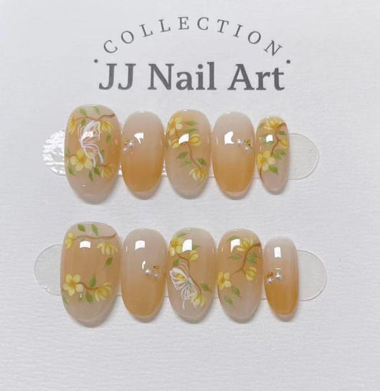 Summer Flowers Press On Nails: Custom Shape Reusable Set