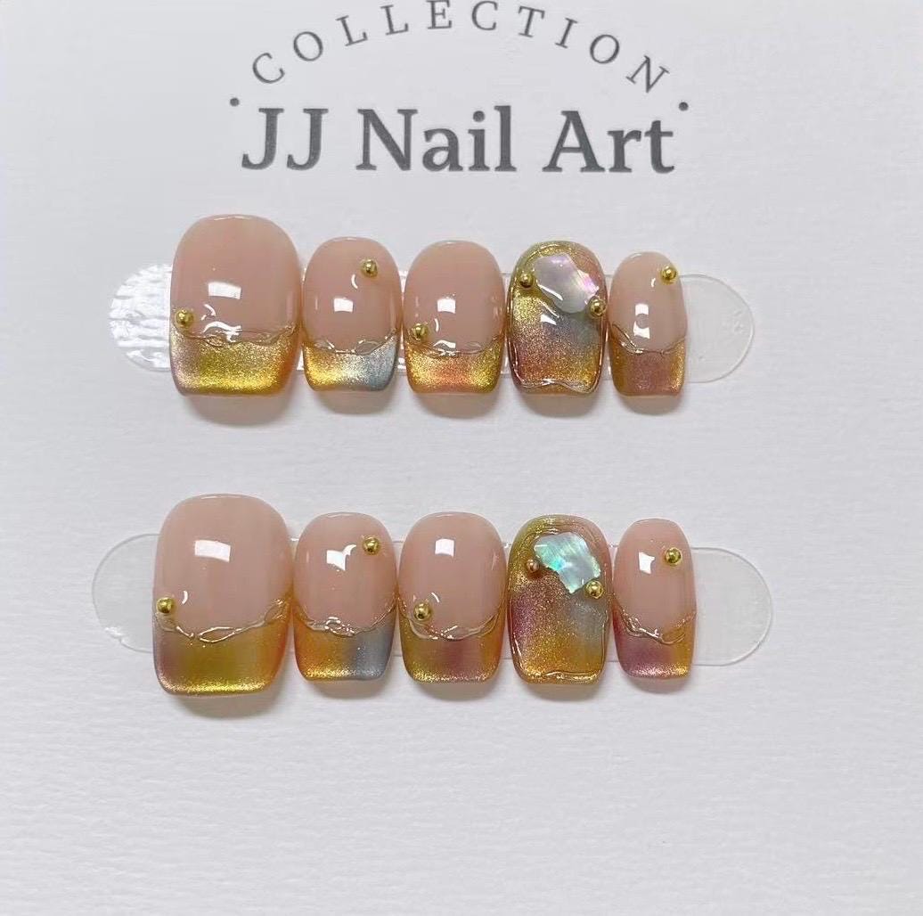 Colorful Tips Handmade Press On Nails: Reusable Custom Shape Set