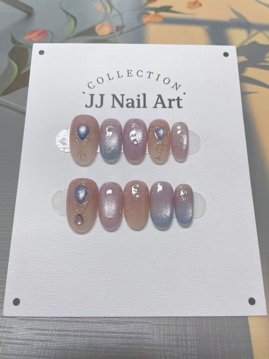 Ombré Cat Eye Press On Nails: Custom Shape Reusable Set