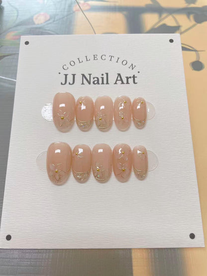 Handmade Butterflies Petals Press On Nails: Custom Shape Reusable Set