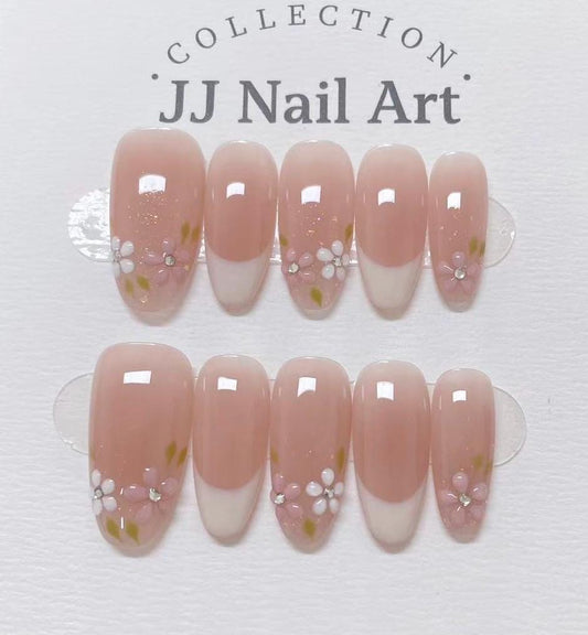 3D Handmade Petals French Press On Nails: Custom Shape Reusable Set