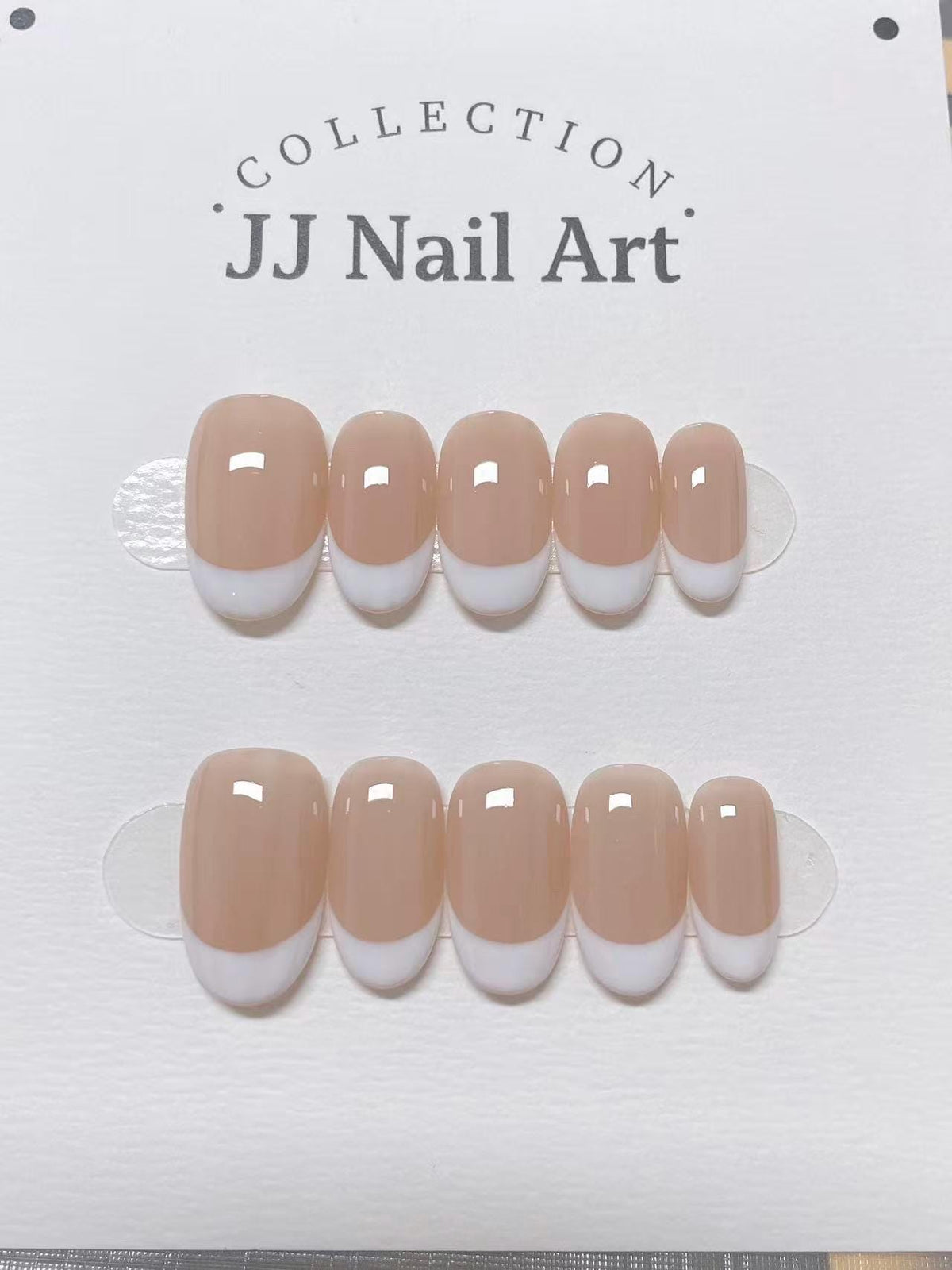 Custom Shape Press On Nails: White French Tips Hand Painted, Reusable Fake Nails