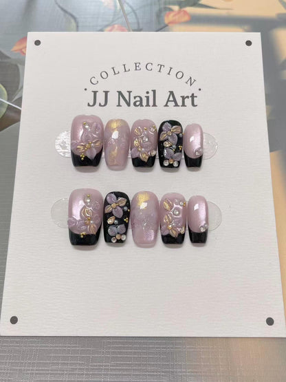Handmade 3D Petals Press On Nails: Reusable Custom Shape Set