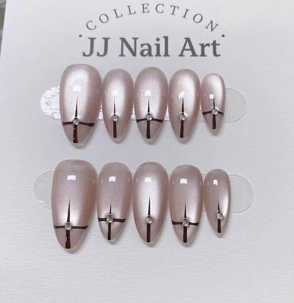 Handmade Press On Nails: Custom Shape Reusable Set