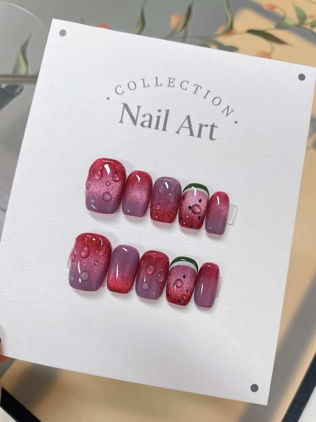 3D Flower Press On Nails: Handmade Gel Reusable False Nails