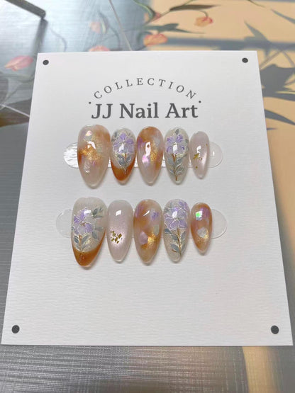 Handmade Flowers Smudge Press On Nails: Reusable Set