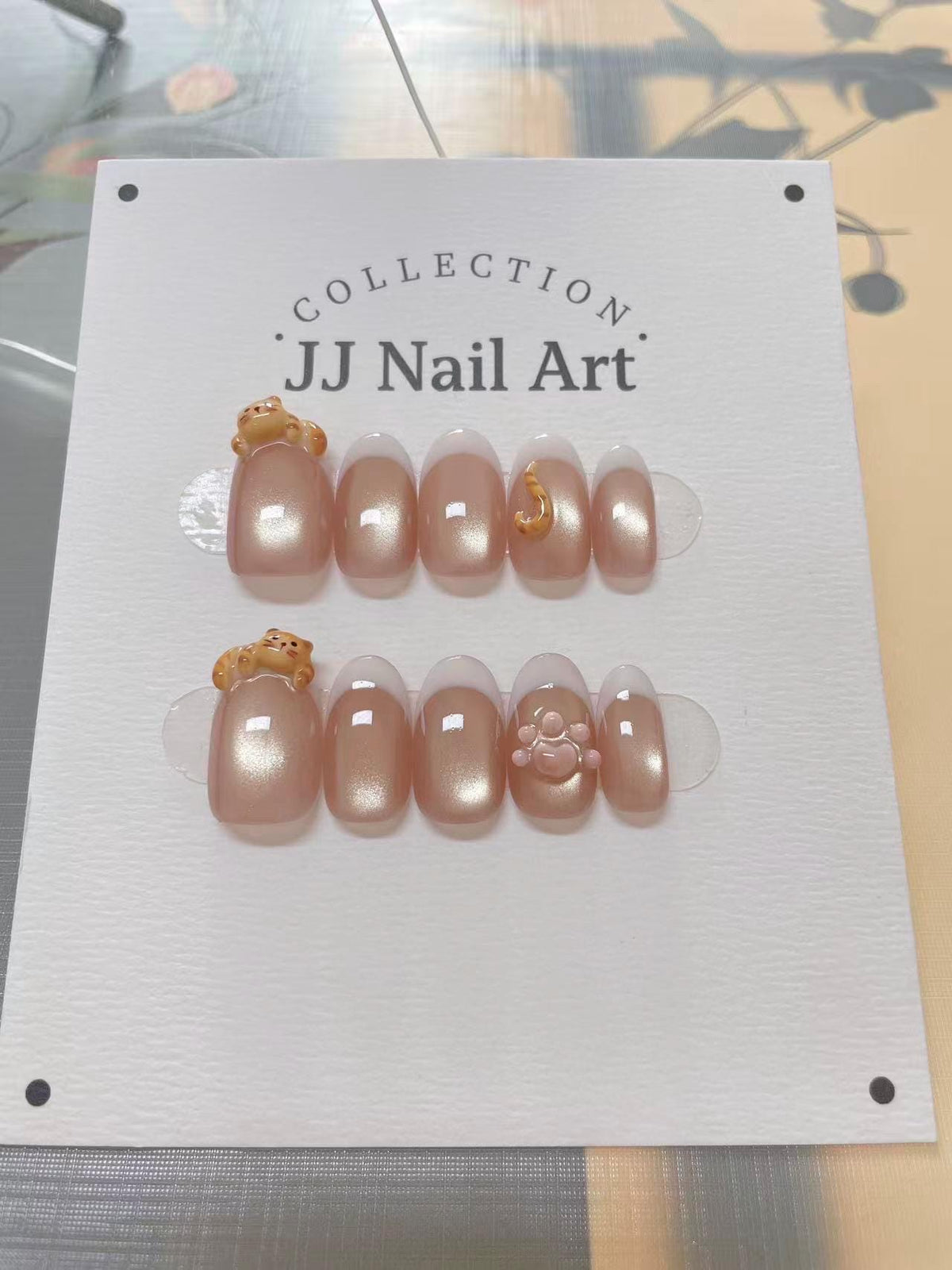 Handmade Cat Press On Nails: Reusable Custom Shape Set