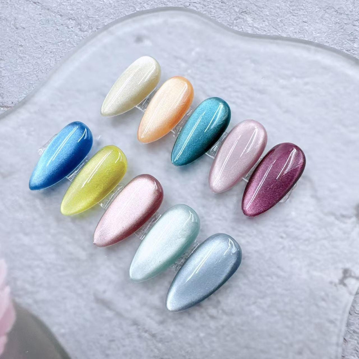Handmade Cat Eye Press On Nails: Colorful Gel Artist Faux Nails