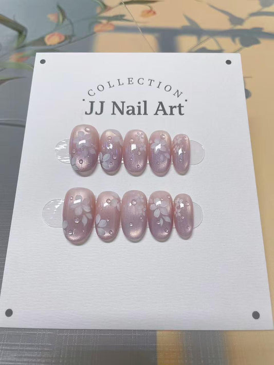 Ombre Purple Cat Eye Press On Nails: Reusable Custom Shape Set