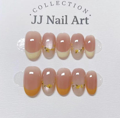 Yellow Orange French Press On Nails: Reusable Custom Shape Set