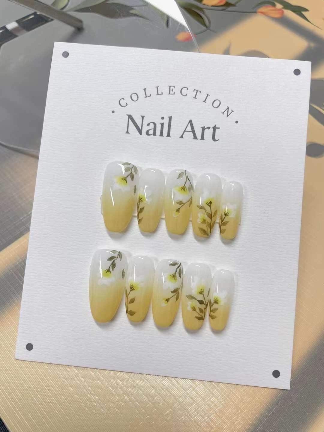 Handmade Summer Flower Press-On Nails: Gel Nail Art