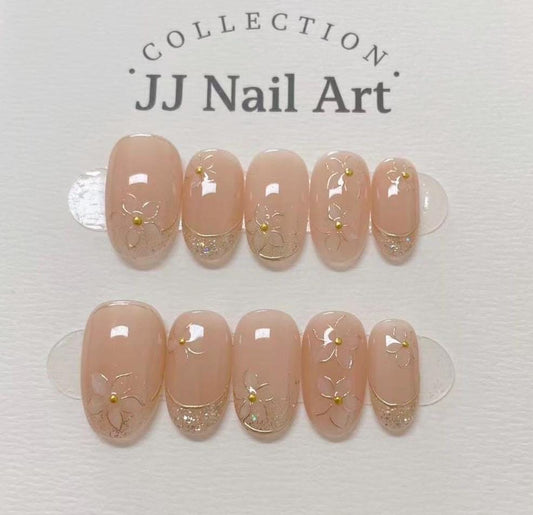 Handmade Butterflies Petals Press On Nails: Custom Shape Reusable Set