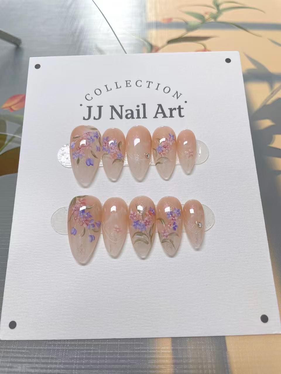 Handmade Purple Pink Baby Boomer Press On Nails: Reusable Set