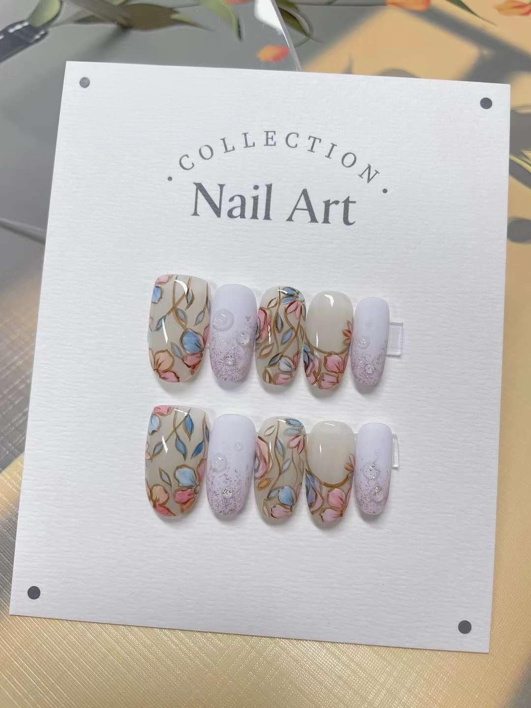 Custom Nail Shape Handmade Orange Fruit Press On Nails, Reusable Comfortable Nails