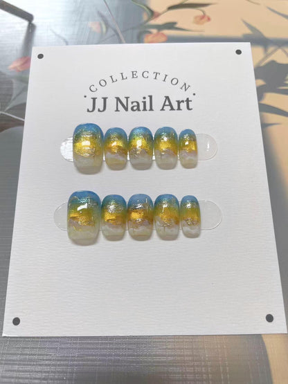 Handmade Beach Sunset Press On Nails: Reusable Set