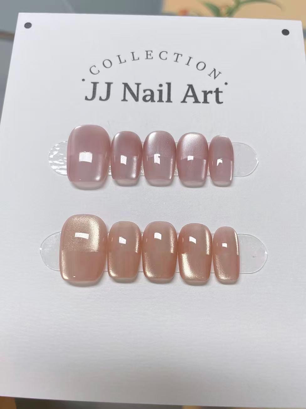 Custom Shape Cat Eye Press On Nails: Hand Painted Reusable Fake Nails