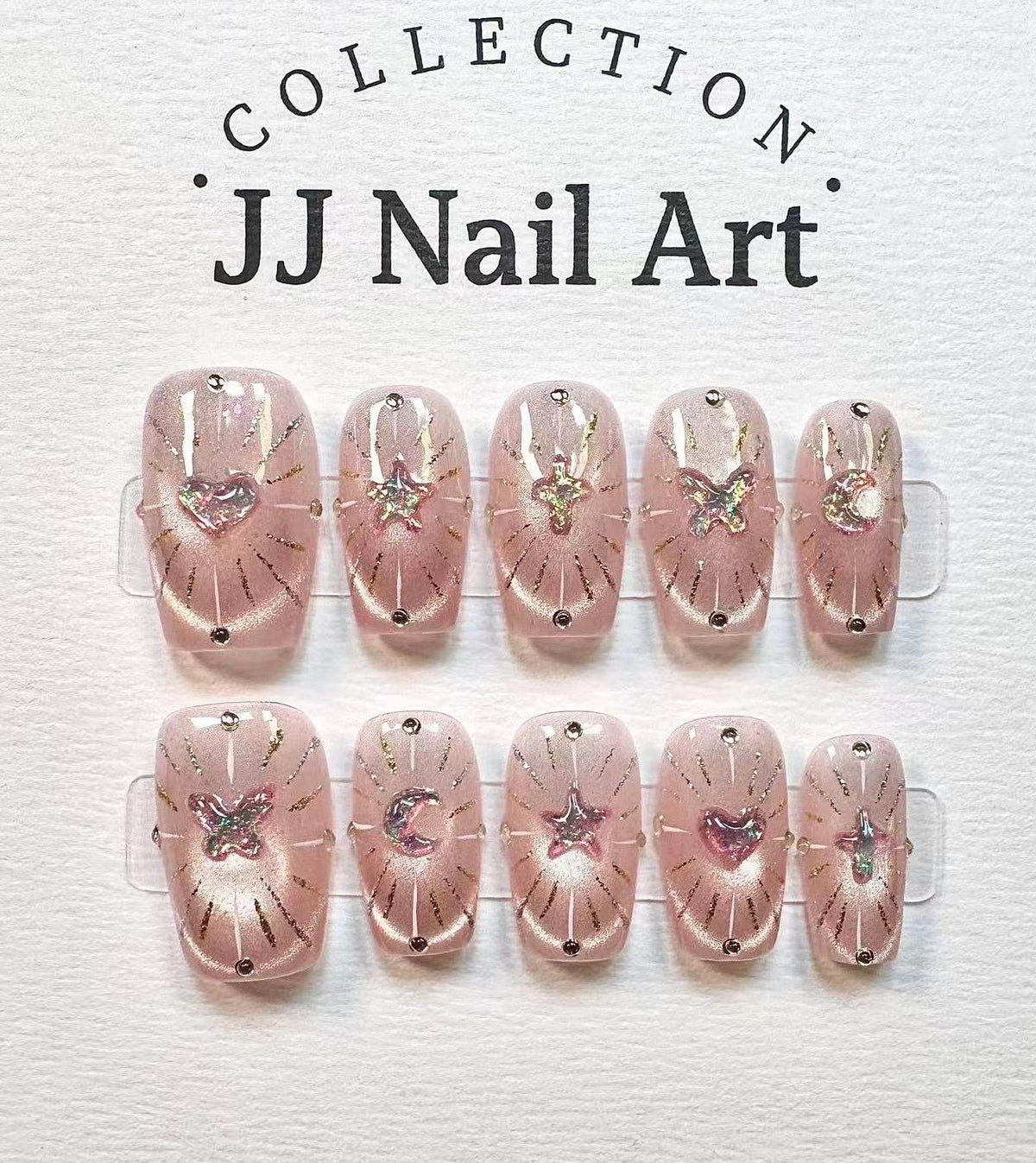 Symbols Cat Eye Press On Nails: Custom Shape Reusable Set