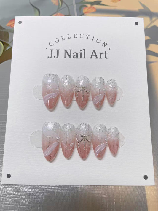 Ombre Pink Press On Nails: Hand Painted Reusable Fake Nails