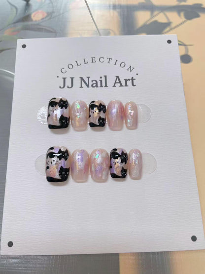Handmade Cats Press On Nails: Reusable Set