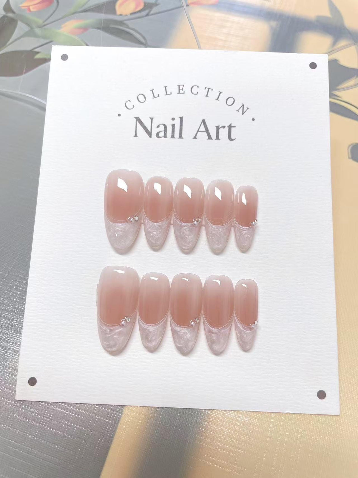 French Tip Press On Nails: Hand Painted Reusable Faux Nails