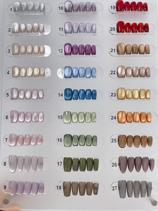 Handmade Cat Eye Press On Nails: Colorful Gel Artist Faux Nails