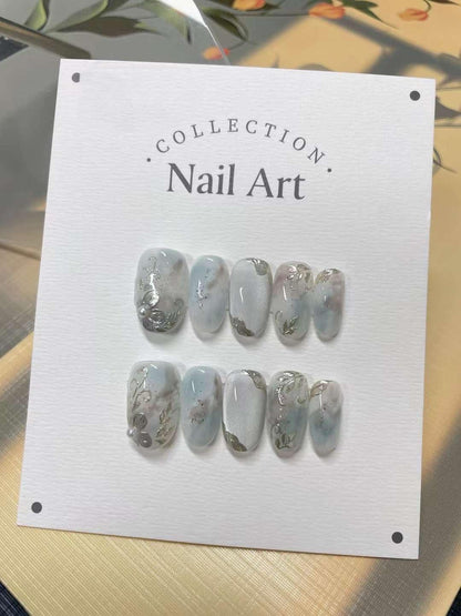 Custom Nail Shape Handmade Orange Fruit Press On Nails, Reusable Comfortable Nails