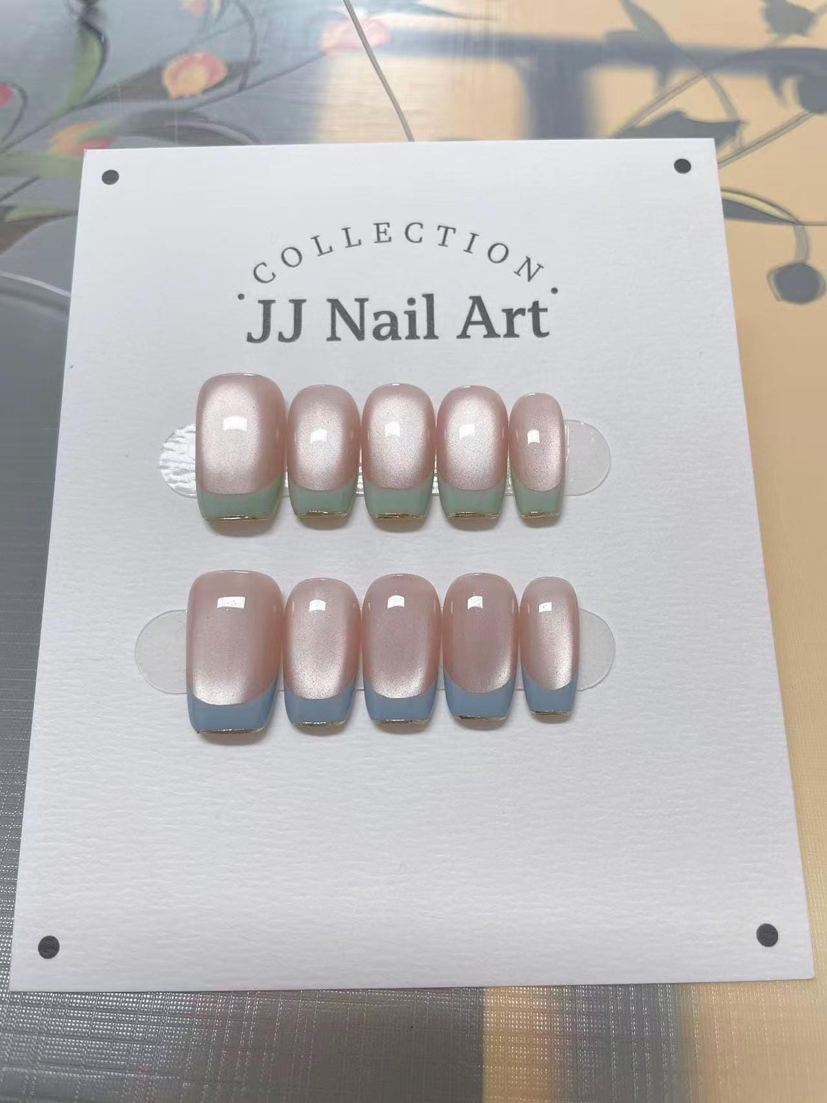 Hand Painted Pretty French Press On Nails: Reusable Custom Shape Set