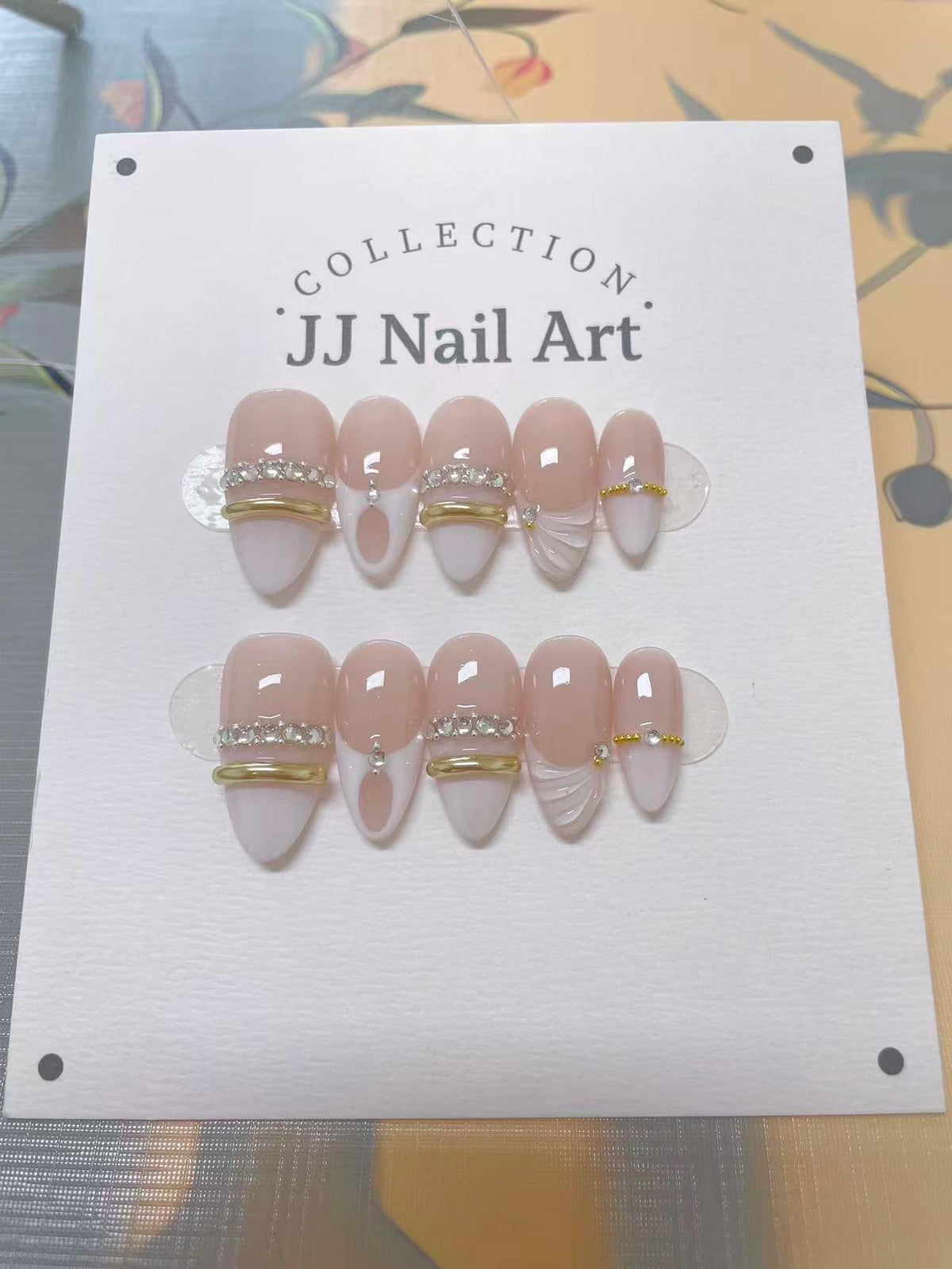 Diamond White French Press On Nails: Custom Shape Reusable Set
