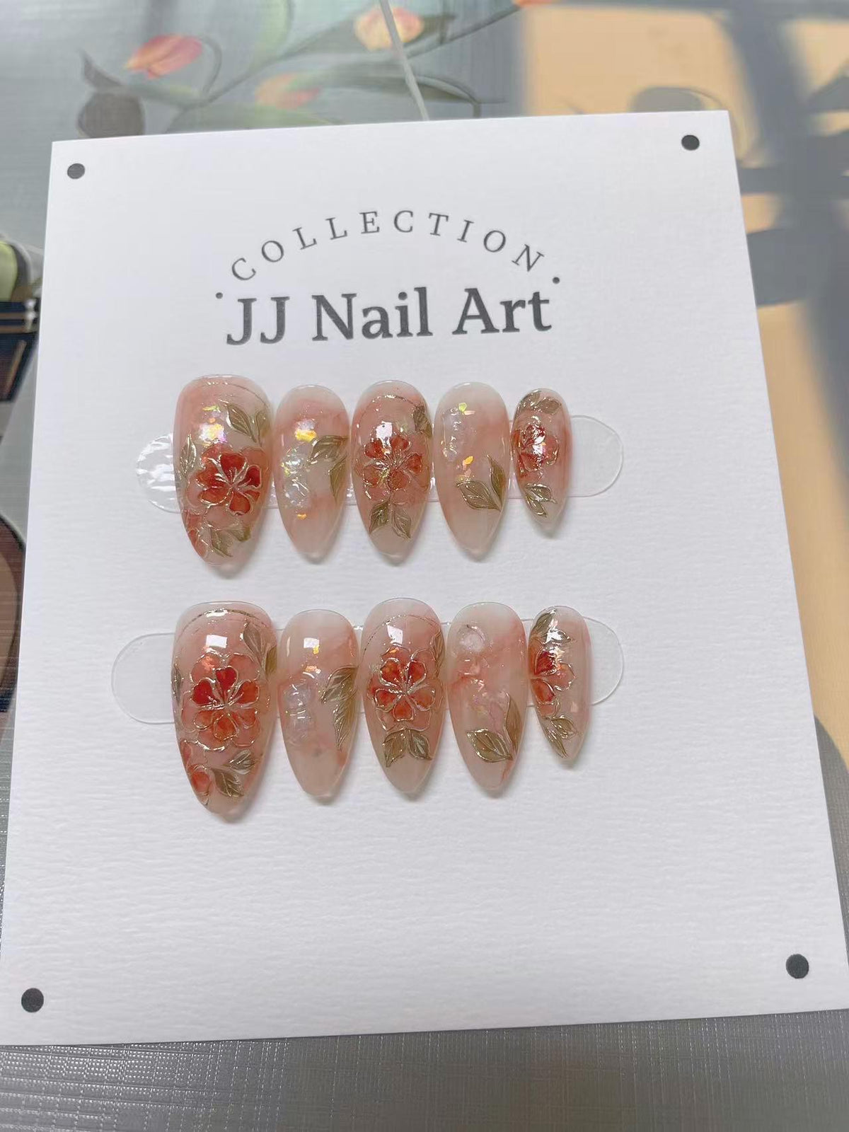 Handmade Floral Press On Nails: Reusable Custom Shape Set