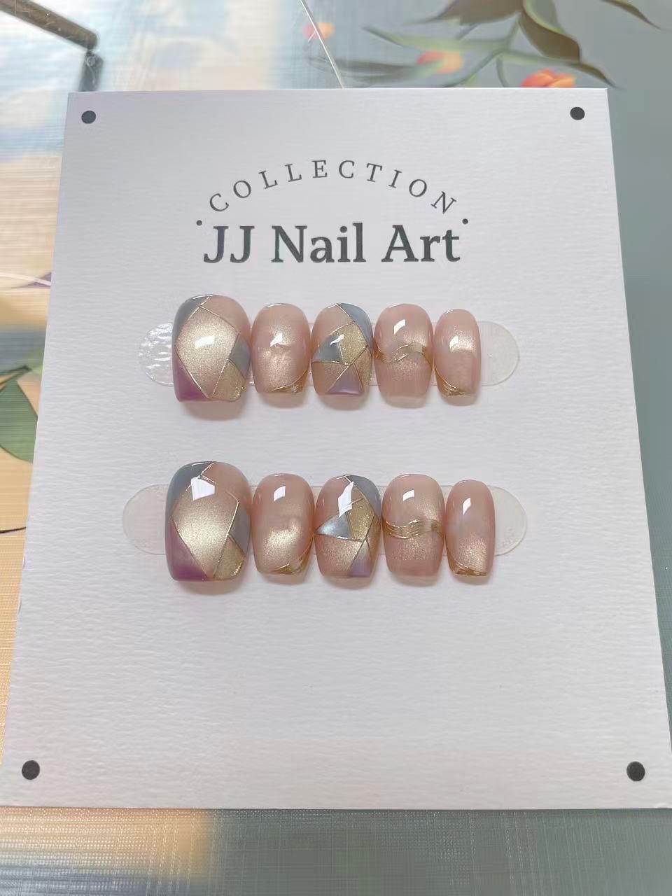 Handmade Stain Glass Patterns Press On Nails: Reusable Set