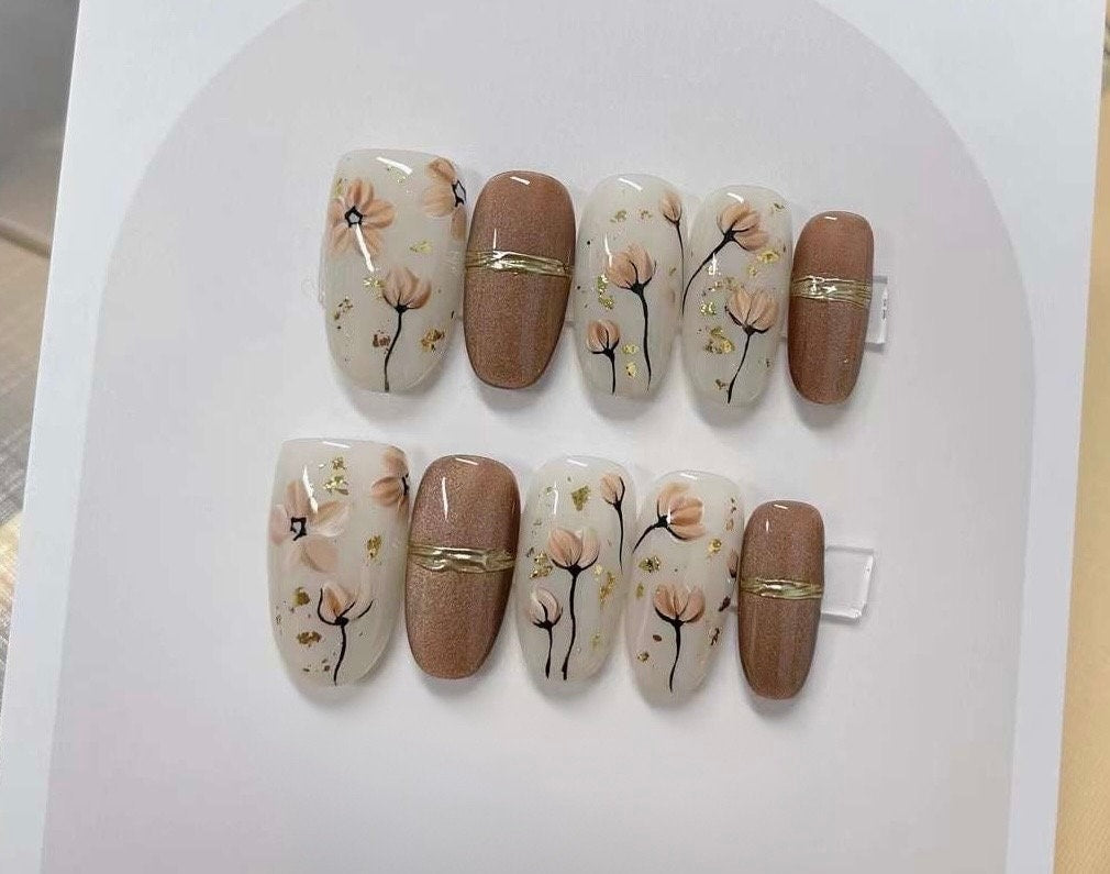 Handmade Black Rose Press On Nails: Reusable Gel Coquette Nails