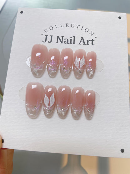 Mermaid Tails Handmade Press On Nails: Reusable Custom Shape Set