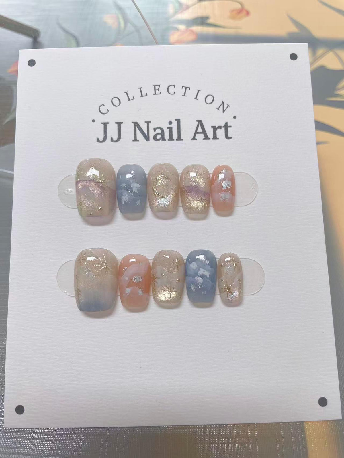 Colorful Sky Handmade Press On Nails: Custom Shape Reusable Set