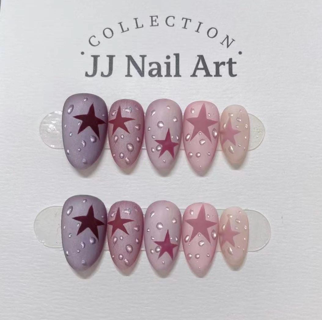 Handmade Star Press On Nails: Reusable Custom Shape Set