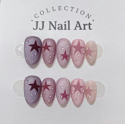 Handmade Star Press On Nails: Reusable Custom Shape Set