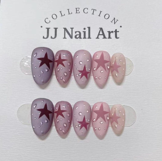 Handmade Star Press On Nails: Reusable Custom Shape Set