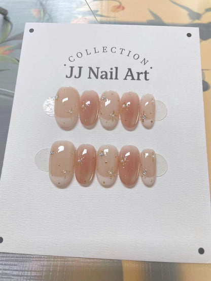 Handmade Nude French Press On Nails: Reusable Nail Set